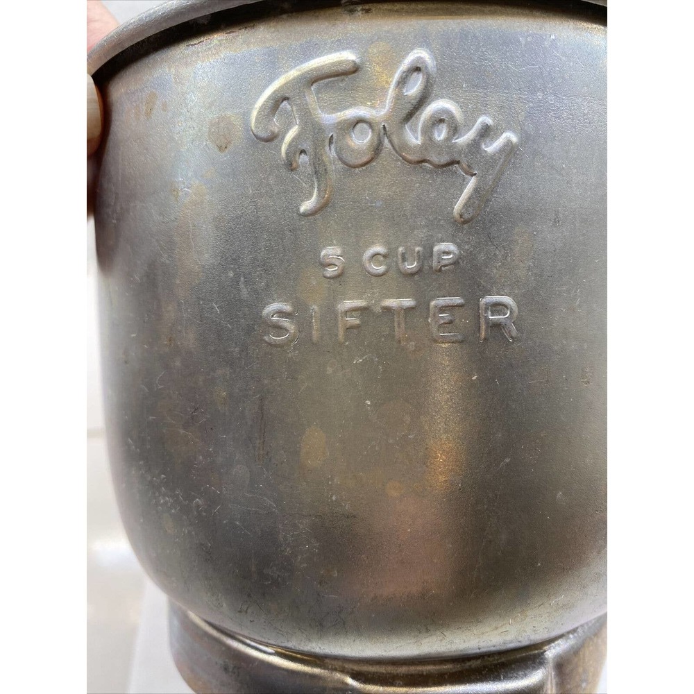 VINTAGE Foley 5 Cup Flour Sifter Aluminum COLLECTIBLE ANTIQUE